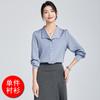 Atacado Primavera e Outono Roupa de Trabalho Terno para Entrevista Camisa Branca de Chiffon Roupa de Negócios Camisa Cinza Feminina com Colarinho Meio Aberto