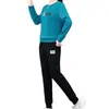 Conjunto de Sudadera con Cuello Redondo y Manga Larga, Estampado de Letras, Bloques de Color y Patchwork de Moda para Mujer, Primavera y Otoño, Tallas Grandes, Conjunto Casual Elegante de Dos Piezas