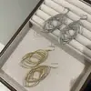 Pendientes de Línea Brillantes con Forma de Diamante, con un Toque de Lujo Ligero y Alta Gama, Elegantes Pendientes de Moda para Vestido de Noche y Fiesta Nocturna