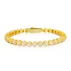 Pulseira de Moissanita Transfronteiriça para Meninas Corrente de Tênis Banhada a Prata Dourada Joia de Mão com Temperamento Simples Venda por Atacado