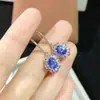 Aretes de Tanzanita Natural con Atractivo Color Morado, Llenos de Fuego Brillante, Incrustación Fina de Plata 925, Piedra Principal 5*7mm Fabricante