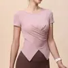 Ropa de Yoga Deportiva de Manga Corta para Mujer Primavera y Verano Holgada Fitness Running Secado Rápido Camiseta de Manga Corta Traje Transpirable de Pilates