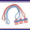 Venta caliente transfronteriza, collar de cuentas azules, rojas y plateadas para el Día de la Independencia, colgante decorativo para fiesta del Día Nacional de EE. UU., regalo festivo