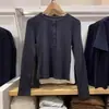 Camiseta de Moda para Mujer con Cuello Henley de Canalé / Manga Larga Casual Ajustada Reductora Camiseta Base Superior 26 Estilos Nuevos 487908