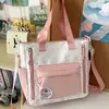 Nova Bolsa de Estudo Patchwork Color-Blocking Estilosa, Fresca, Doce e Estilo College para Alunos do Ensino Fundamental II e Médio, Bolsa Transversal Leve para Viagem