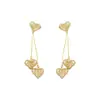 Pendientes de Corazón de Circonita Super Brillantes, Lujo Accesible y de Gama Alta, Pendientes de Dos Formas de Usar, Pendientes de Aguja de Plata, Populares Pendientes de Corazón de Melocotón para Mujer