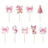 Novo produto transfronteiriço: Conjunto de bandeirinhas para decoração de festa de Natal, topo de bolo espiral do Papai Noel rosa