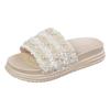 Chinelos de Solado Grosso para Mulheres, Estilo Verão, Slip-Ons Pequenos Estilo Chanel para Usar ao Ar Livre, Novo Modelo 2026, Pérolas com Strass, Moda Coreana, Sensação de Luxo