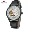 Relógio Mecânico Semi-Automático Forsining Masculino Moda Casual Tourbillon Sol Lua Estrela Outro