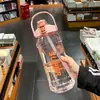 Botella de agua deportiva de gran capacidad para exteriores con pajita, portátil, simple, a prueba de fugas, resistente a roturas, vaso de agua, taza espacial de regalo