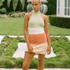Falda Europea y Americana de Verano Cruzada Ajustada a la Cadera Vestido Sexy sin Espalda con Halter para Mujer Temperamento para Ir al Trabajo Tejido de Punto sin Mangas Falda Corta