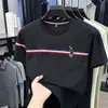 Camiseta de Manga Corta para Hombre Estilo Coreano Nuevo de Verano con Bordado de Pony, Top Cómodo a Rayas Estilo Old Money para Hombre Venta al por Mayor