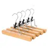 Percha de línea recta de madera maciza para falda Hanfu de crin de caballo, sin costuras, pinza para falda, pinza para pantalones de tienda de ropa para niños, percha antiarrugas, pinza para pelucas de madera maciza
