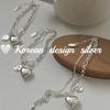 Joyería Coreana de Nicho Exquisita de Alta Gama Ins Mano Plata Esterlina S925 Resistente Doble Capa Corazón Inglés Redondo Pulsera