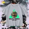 Nova Camiseta Delta Force Weilong Rosa Vermelho Comedor de Ouro Lobo para Meninos, Manga Curta Estudante Solta Tendência
