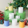 Pote de Armazenamento Cilíndrico de Natal com Relevo de Árvore, Alce, Floco de Neve, Molde de Silicone para Vela de Gesso Aromaterapia DIY
