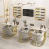 Nueva Mesa de Manicura Mármol Nórdico Hierro Sencilla Doble Mesa de Manicura y Funda para Silla Lujo Ligero Precio Especial Mesa de Manicura Sencilla
