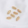 Aretes vintage de oro de 14K que conservan el color, con cuentas largas ovaladas huecas, hechos a mano, joyería, accesorios para pulsera y collar DIY