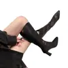 Tacón Grueso Corte en V Talla Grande Verano 2025 Nuevo Estilo Punta Fina Elegantes Botas Largas de Tacón Alto Versátiles Transfronterizas Europeas y Americanas Botas de Moda