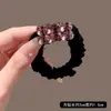 Nudo para el pelo nuevo y brillante estilo coreano con pedrería, Cuerda de pelo de coleta de moda para niña, Accesorio para el pelo de moño de alta gama negro