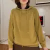 Moletom com capuz e cordão em veludo canelado 260g para mulheres, outono e inverno, quente, casual, versátil, estilo coreano, top estiloso e que rejuvenesce