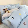 Juego de ropa de cama de cuatro piezas de algodón puro, juego de tres piezas totalmente de algodón para dormitorios de estudiantes, sábana individual y funda de edredón para uso doméstico