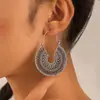 Pendientes Retro Europeos y Americanos con Borlas en Forma de U para Mujer ebay Estilo Étnico Pieza Redonda Media Luna Hueca Pendientes Largos Colgantes de Oreja