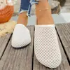Meias Pantufas Fechadas Respiráveis de Malha Tecida para Mulheres, Pantufas Casuais Slip-On com Solado Grosso, Sandálias Slip-On de Tamanho Grande