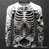 Camiseta de manga larga casual retro con calavera 3D para hombre, cuello redondo, pulóver, nuevo, transfronterizo, directo del fabricante