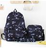 Mochila feminina nova impressão ultrassônica mochila de grande capacidade estudante do ensino fundamental mochila de três peças transfronteiriça