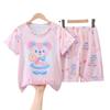 Pijamas de Niñas para Niños Transfronterizos Verano Manga Corta Delgadas Niñas Niños Grandes Lindo Dibujo Animado Conjunto de Ropa para el Hogar