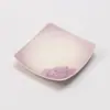 Porta-copos Quadrado Rosa Pintado à Mão em Gradiente Roxo com Esmalte Mineral Bandeja de Chá Cerâmica, Resistente ao Calor, Acessório para Cerimônia do Chá Chinesa