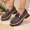 Zapatos Pequeños de Cuero Estilo Británico para Mujer, Moda Nueva Primavera y Otoño 2025 Versátiles Color Bloque Retro Casual Tacón Grueso Suela Gruesa Zapatos de Vestir