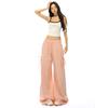 Pantalones Casuales Naranja Infantil # Rosa Dulce con Lazo de Pierna Ancha para Mujer, Sueltos, Slim, Modernos y Versátiles Pantalones Largos hasta el Piso