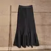 Falda de Punto Plisada Cola de Pez para Mujer, Falda de Cintura Alta de Longitud Media para Primavera, Otoño e Invierno, con un Diseño Elegante y Dobladillo Ancho, Adecuada para Usar en Capas o Sola