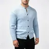 Cárdigan suéter de punto trenzado color liso estilo americano, suéter de punto versátil unisex moderno de cuello redondo casual de corte holgado, prenda exterior para pareja