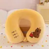 Almohada de espuma viscoelástica en forma de U con dibujos animados, almohada para el cuello del coche, almohada de felpa bonita para la siesta, almohada de viaje portátil