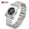 Reloj de Mujer Ofns con Correa de Bambú, Cuadrado Simple Estilo Unisex Reloj de Cuarzo, Popular Reloj de Mujer para Transmisiones en Vivo Transfronterizas