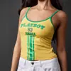 Camiseta sin mangas de verano 2026 para mujer con estampado de letras brasileñas Y2K Ajustada Transfronteriza Ropa Sexy