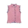 Camisa Decorativa a Rayas sin Mangas en Capas Elegante de Moda Nueva 2026 Estilo Europeo y Americano Transfronterizo para Mujer al por Mayor 7034656