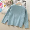 Suéter para Niñas Otoño/Invierno 2026 Ropa Nueva para Niños Camisa Base Azul para Niñas Mayores Top de Punto Azul de Invierno