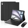 Teclado Bluetooth Sem Fio para iPad Air 11 (M2/3) com Capa de Couro Conjunto de Teclado e Mouse para Air 4/5 - 10.9 polegadas com Capa de Couro