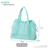 Bolsa de playa de malla, bolsa de almacenamiento para artículos de tocador de viaje, bolso tote calado, bolsa con cordón, bolsa de compras plegable, bolsa interior