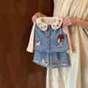 Conjunto para Bebé Niña Ropa de Otoño para Niñas Conjunto de Tres Piezas de Otoño Elegante 2026 Chaleco de Mezclilla Bordado Ropa Infantil Muy Bonita para Niños Pequeños