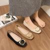 Zapatos de tacón bajo cuadrados de estilo de noche para mujer, nuevos modelos de primavera y otoño 2025, perfectos para combinar con faldas, tacón bajo, suela suave, mocasines sin cordones
