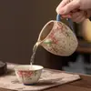Divisor de Chá Cerâmico Doméstico, Conjunto de Chá Kung Fu, Xícara de Compartilhamento, Xícara de Compartilhamento Estilo Chinês Retro com Padrão de Lótus, Xícara com Coador de Chá, Espessada