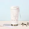 Termo de Acero Inoxidable 304 con Forma de Flor de Lirio Alto Valor Estético Taza de Agua Portátil para Niñas Doble Sorbo Vacío Doble Capa Taza de Café