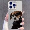 Estojo para Óculos com Tema de Cachorro Adequado para Apple 15, Capa Divertida para Celular 16Pro, Iphone17, Estilo Europeu e Americano 13Promax, Fashion 14