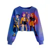 Huntrx Patrón Impreso en 3D Nuevo Estilo Transfronterizo Niñas Sudadera Corta Casual de Cuello Redondo