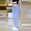 Jeans Casuales Simples Estilo Japonés para Mujer Primavera y Otoño Estilo Coreano Ajustados Azul Claro Juventud Rectos Pantalones Casuales